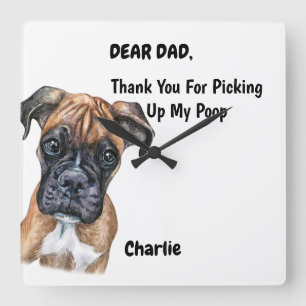 Horloge Carrée Funny Boxer Puppy