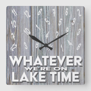 Horloge Carrée Funny Rustic Wood Lake