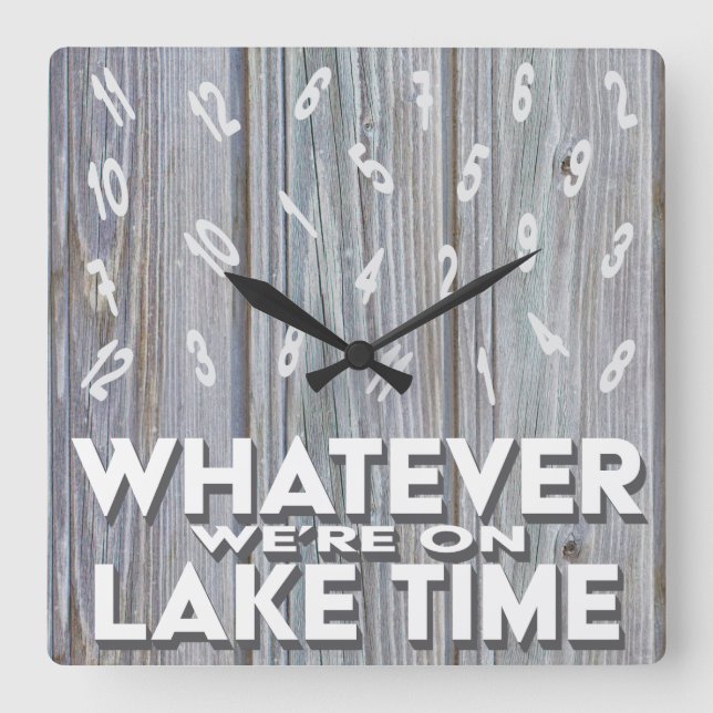 Horloge Carrée Funny Rustic Wood Lake (Recto)