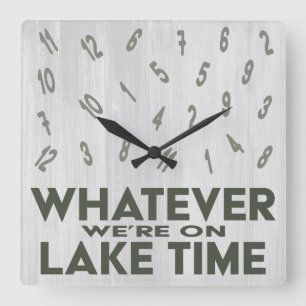 Horloge Carrée Funny Rustic Wood Lake Time