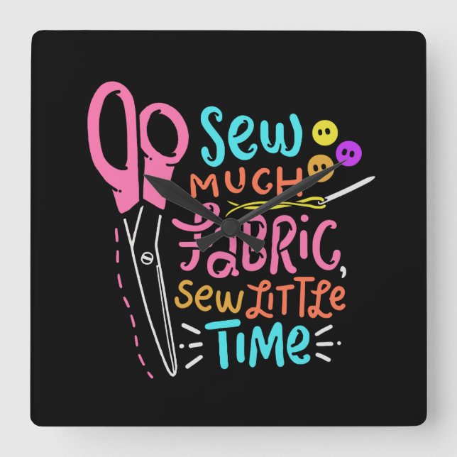 Horloge Carrée Funny Sewing (Recto)