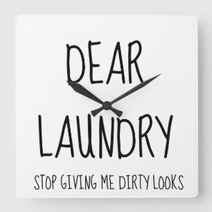 Horloge Carrée Funny Simple Laundry Room 