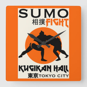 Horloge Carrée Funny Sumo Wrestler