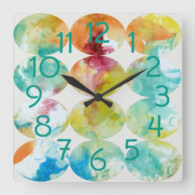 Horloge Carrée Fusionner la couleur II (Recto)