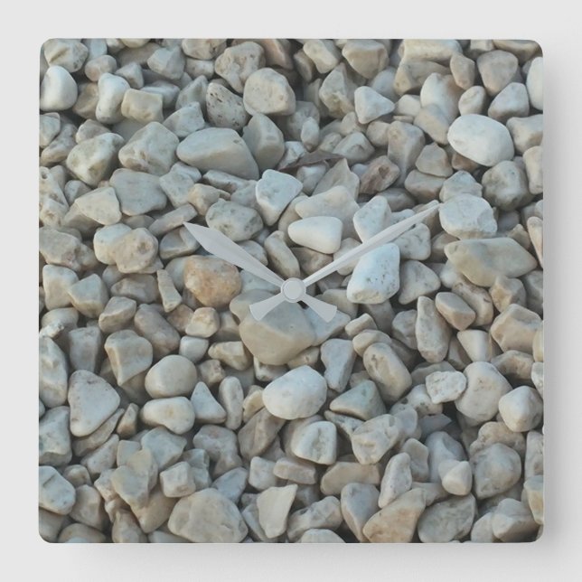 Horloge Carrée Galets sur Beach Stone Photographie (Recto)