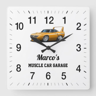 Horloge Carrée Garage de voiture musculaire de Marco