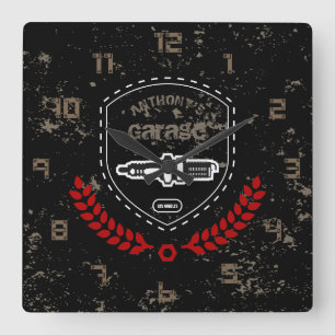 Horloge Carrée Garage Retro Vintage Grunge