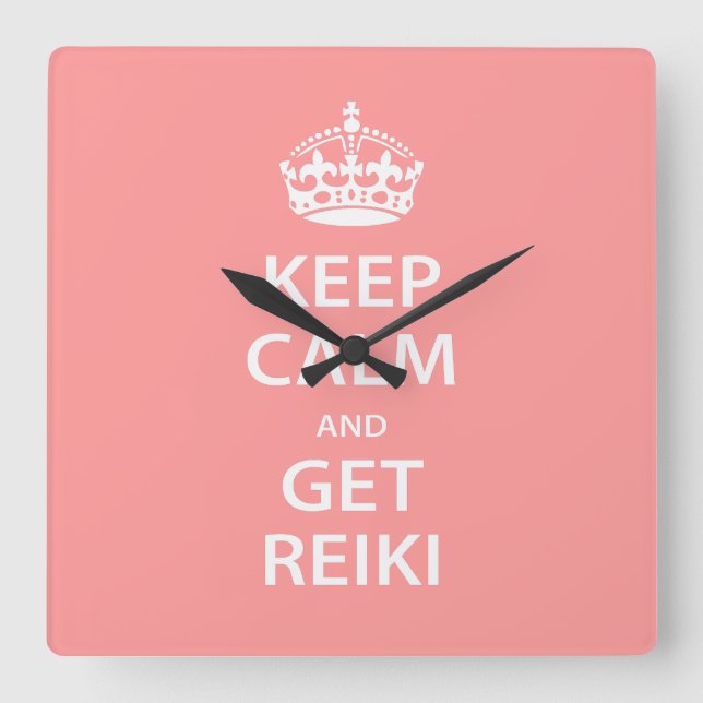 Horloge Carrée Gardez votre calme et obtenez Reiki (Recto)