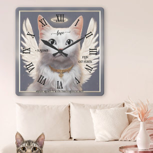 Horloge Carrée Gardien Chat Angel Art