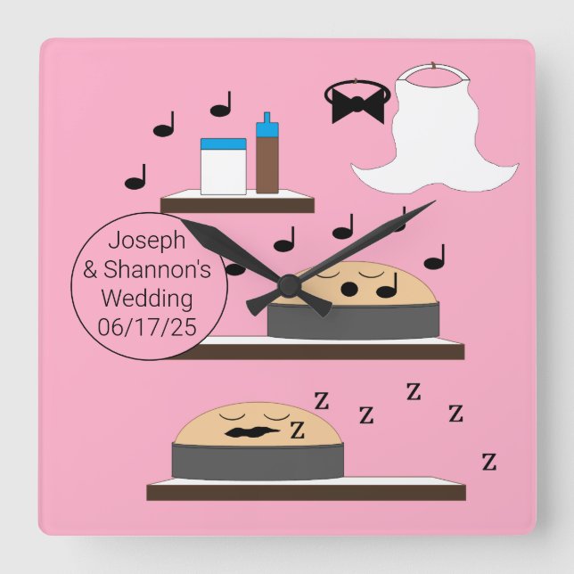 Horloge Carrée Gâteaux Mariages non gelés : (Recto)