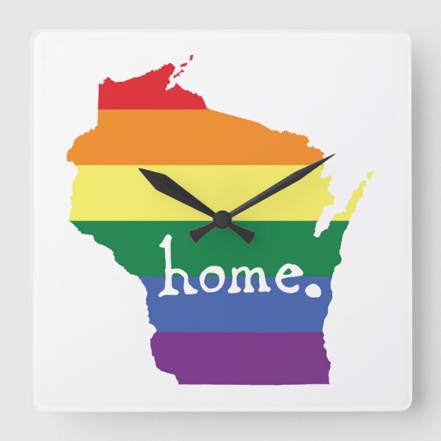 Horloge Carrée Gay pride du Wisconsin | Carte de la maison (Recto)