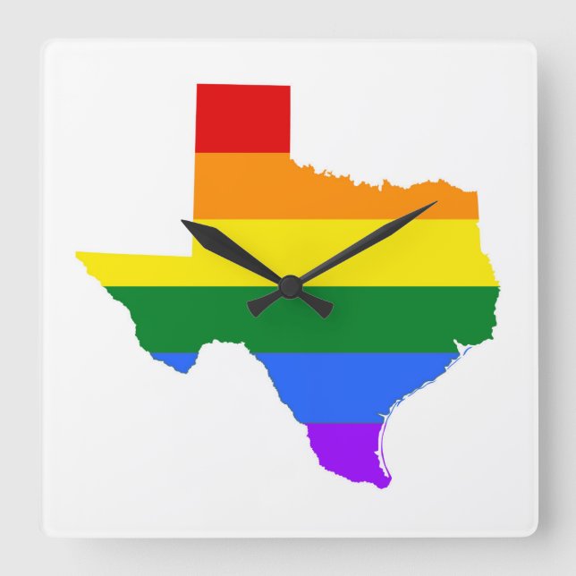 Horloge Carrée Gay | Texas Rainbow (Recto)