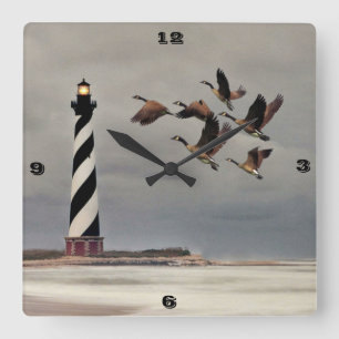 HORLOGE CARRÉE GEESE AU CAPE HATTERAS LIGHTHOUSE