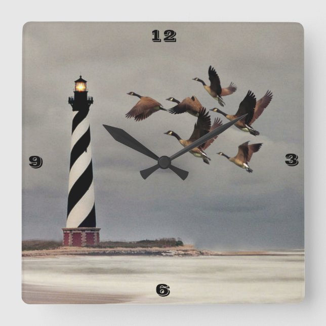 HORLOGE CARRÉE GEESE AU CAPE HATTERAS LIGHTHOUSE (Recto)