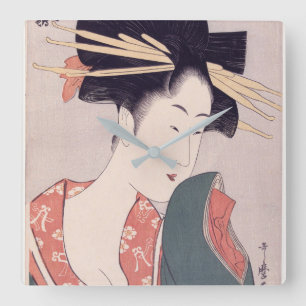 Horloge Carrée Geisha japonais