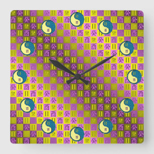 Horloge Carrée Gémeaux & Coq d'Eau