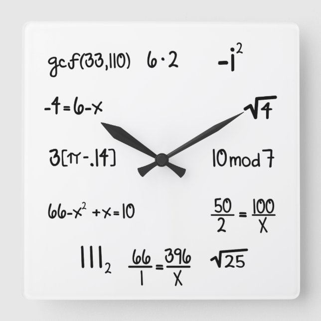 Horloge Carrée Génie drôle de maths d'interro-surprise (Recto)