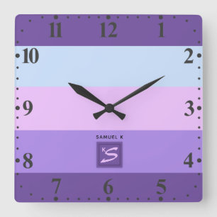 Horloge Carrée Gentle Lavender Dreams Color Palette monogram