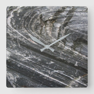 Horloge Carrée Géologie Décoratif Gris Rocheux Vagues Pas de chif