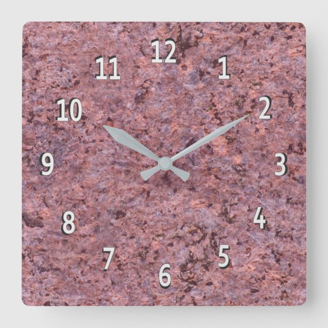 Horloge Carrée Geology Nature Photo Pink Rock Texture (Recto)