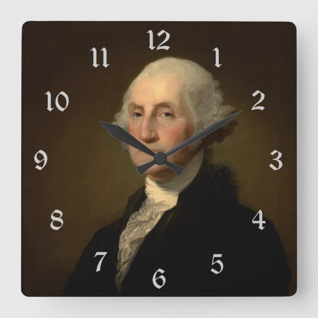 Horloge Carrée George Washington 1er président américain par Stua (Recto)
