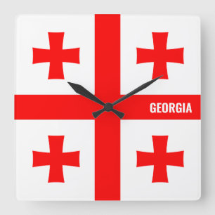 Horloge Carrée Géorgie Drapeau éblouissant patriotique