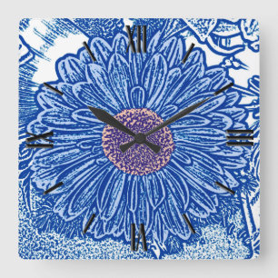 Horloge Carrée Gerbera Daisy Block