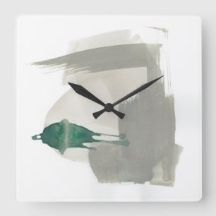 Horloge Carrée Gestes de terre - Gris et Vert
