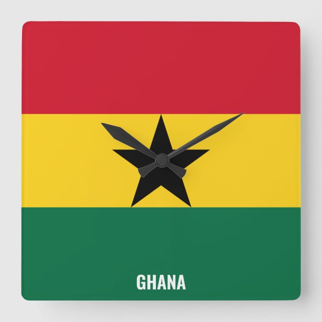 Horloge Carrée Ghana Dazzling Patriotic (Recto)