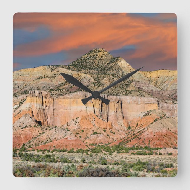 Horloge Carrée Ghost Ranch Mountain Pastels (Recto)