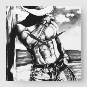 Horloge Carrée Gift For Men Modern Masculine Cowboy cool