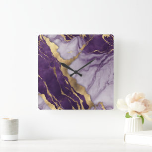 Horloge Carrée Girl Chic Minimaliste Scandinave Marbre pourpre