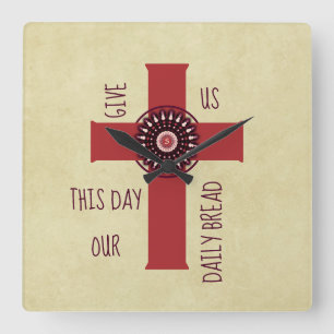 Horloge Carrée Give Us This Day Versorative Cross Yellow