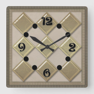 Horloge Carrée Glass tile 3D beige color