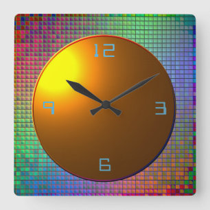 Horloge Carrée Glitterie multicolore>Horloge murale à motifs