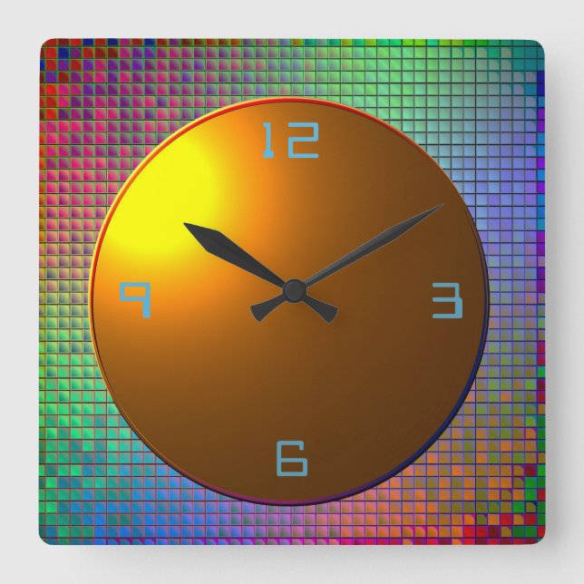Horloge Carrée Glitterie multicolore>Horloge murale à motifs (Recto)