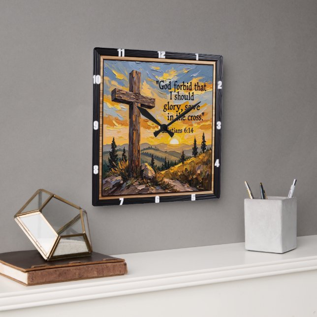 Horloge Carrée Glory In The Cross Alone (Bureau)