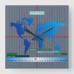 Horloge Carrée GMT d'horloge de fuseau horaire de forex basé