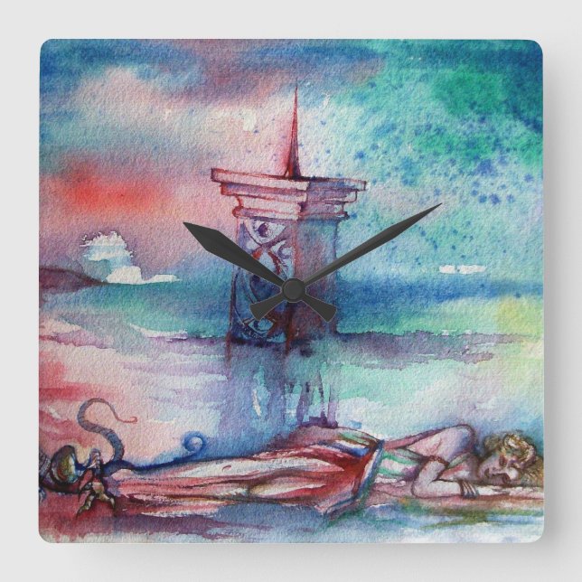 HORLOGE CARRÉE GNOMON ET DAME DU LAC (Recto)