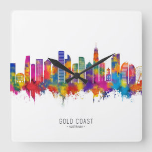 Horloge Carrée Gold Coast Australia Skyline