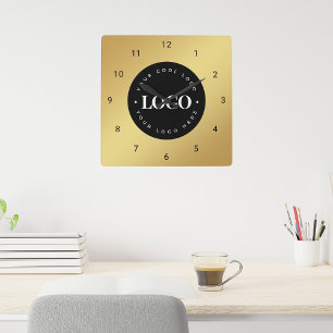 Horloge Carrée Gold Gradient Custom Logo Entreprise Bureau