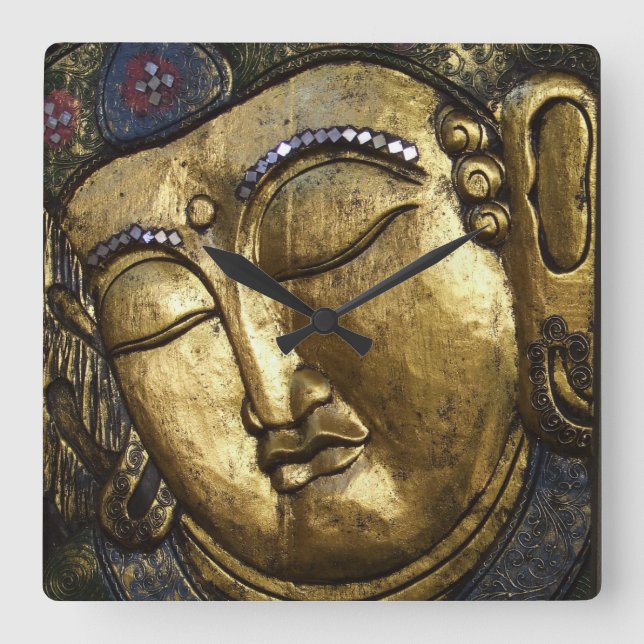 Horloge Carrée Golden Bouddha Blessing Inspirational Love (Recto)