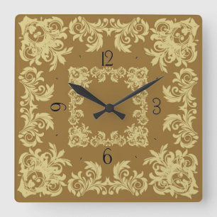 Horloge Carrée Golden Coffee Carré