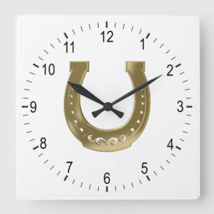 Horloge Carrée Golden horseshoe