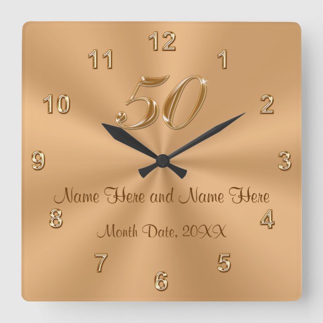 Horloge Carrée Golden Wedding Anniversary Poison Clock (Recto)