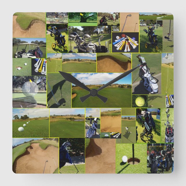 Horloge Carrée Golf Collage (Recto)