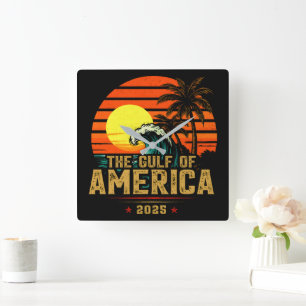 Horloge Carrée Golfe des USA Amérique Est 2025 Retro Vintage