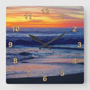Horloge Carrée Gorgeous Night Sunset Beach CLOCKS ou YOUR
