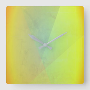Horloge Carrée Gradation géométrique jaune moderne