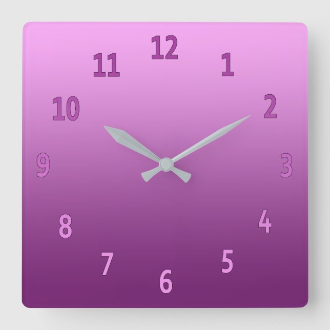 Horloge Carrée Gradient Simple Coloré Rose (Recto)
